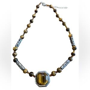 Bohemian Tigers Eye Beaded Necklace 18”